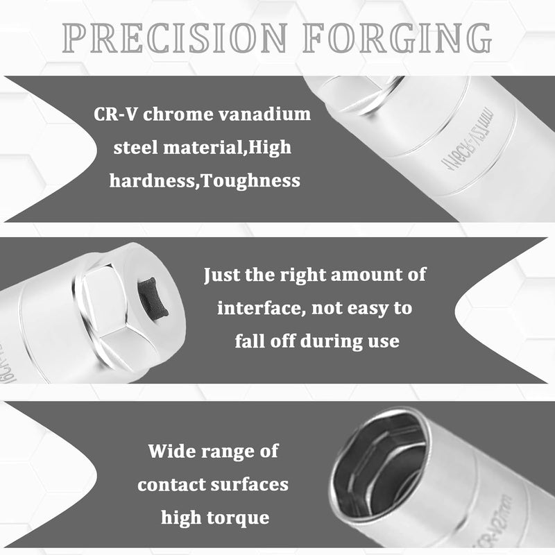 vvag Oil Pressure Sensor Socket,1 1/16 Socket Switch Fits 3/8" Drive 1-1/8" Hex Wrench,Universal Oil Pressure Switch Sockets,Professional Car Tools for Quick Removing Installing Oil-Sending Unit (Silver) - Image 2